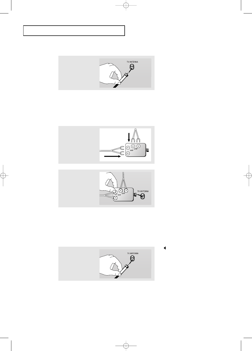 Antennas with 75-ohm round leads, Separate vhf and uhf antennas, Connecting cable tv | Cable without a cable box | Samsung LTP2045UX-XAO User Manual | Page 10 / 61