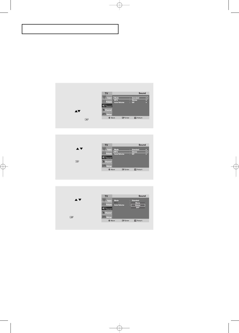 To select the sound option | Samsung LTP2045UX-XAO User Manual | Page 27 / 61