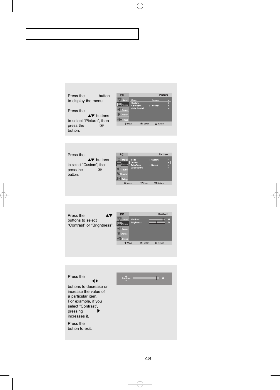 Customizing the picture, P c d | Samsung LTP2045UX-XAO User Manual | Page 51 / 61