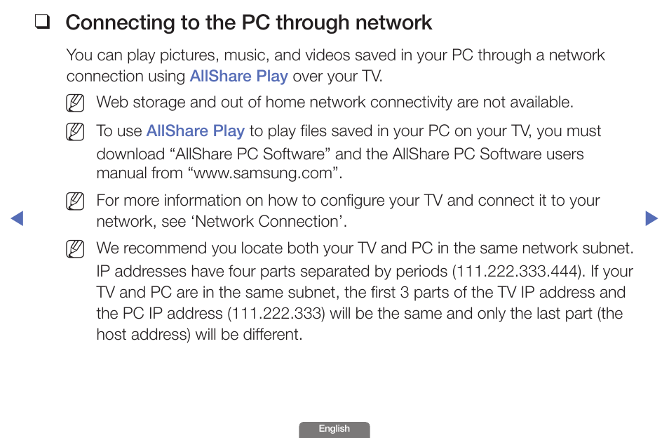 Connecting to the pc through network | Samsung UN46EH6030FXZA User Manual | Page 148 / 192