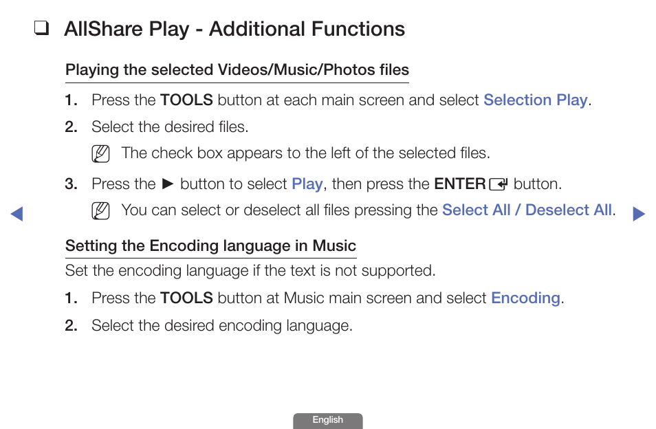 Allshare play - additional functions | Samsung UN46EH6030FXZA User Manual | Page 162 / 192