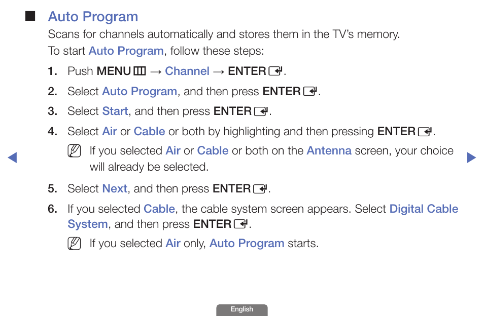 Auto program | Samsung UN46EH6030FXZA User Manual | Page 18 / 192