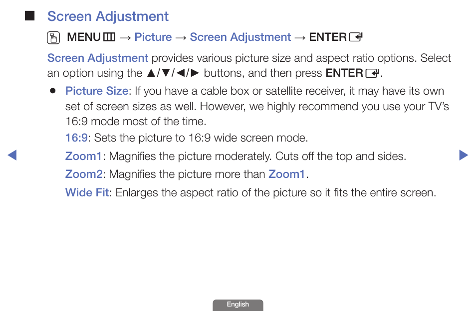 Screen adjustment o | Samsung UN46EH6030FXZA User Manual | Page 24 / 192