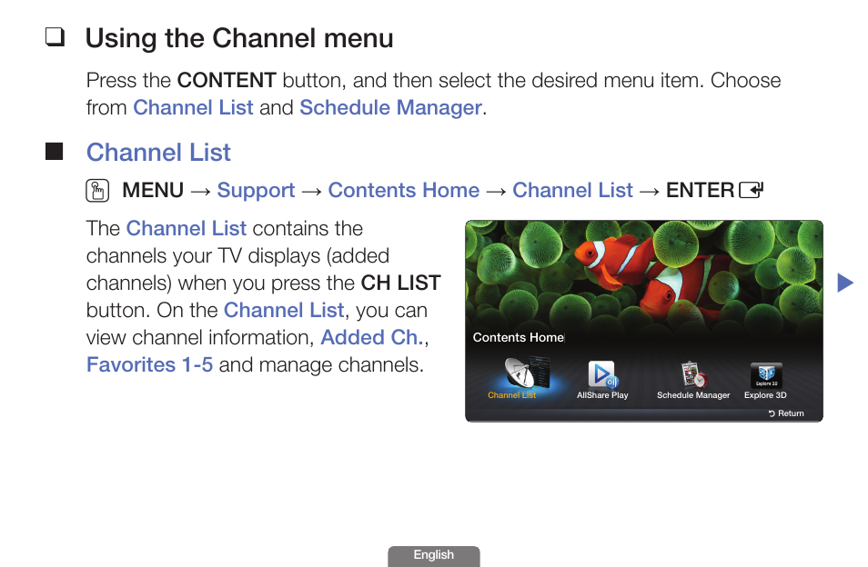 Using the channel menu, Channel list o | Samsung UN46EH6030FXZA User Manual | Page 3 / 192