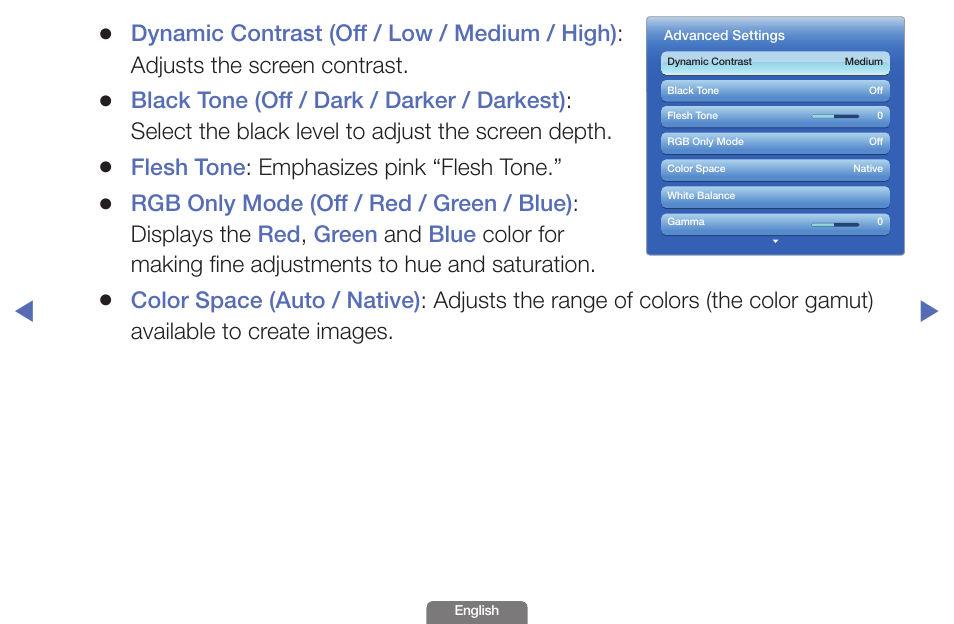 Flesh tone : emphasizes pink “flesh tone | Samsung UN46EH6030FXZA User Manual | Page 30 / 192