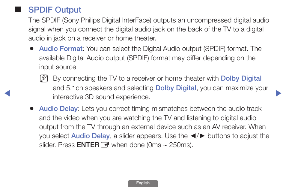 Spdif output | Samsung UN46EH6030FXZA User Manual | Page 43 / 192