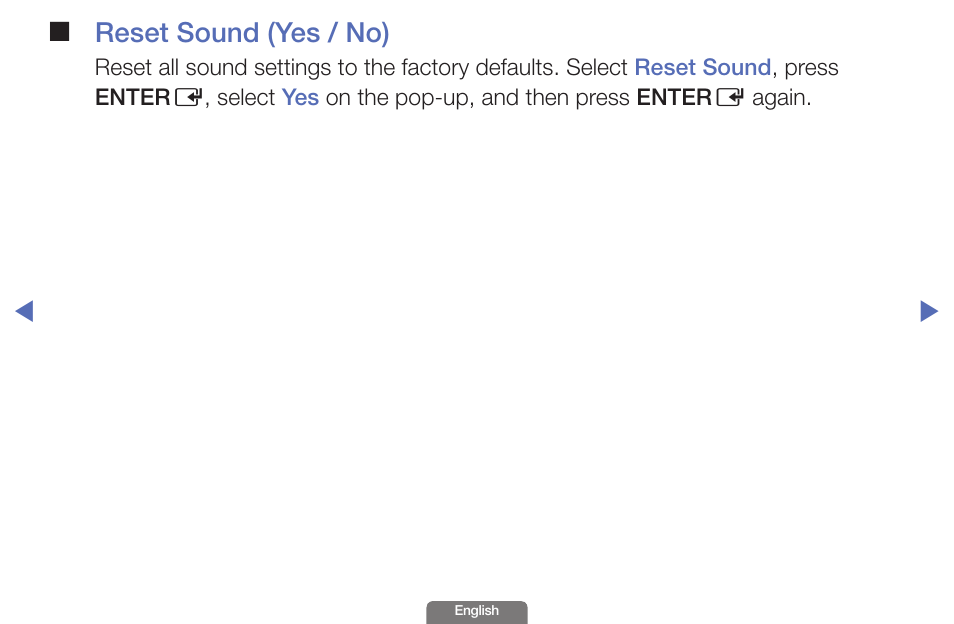 Reset sound (yes / no) | Samsung UN46EH6030FXZA User Manual | Page 46 / 192