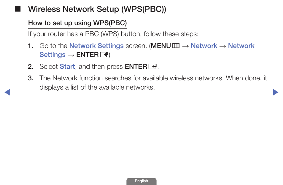 Wireless network setup (wps(pbc)) | Samsung UN46EH6030FXZA User Manual | Page 78 / 192