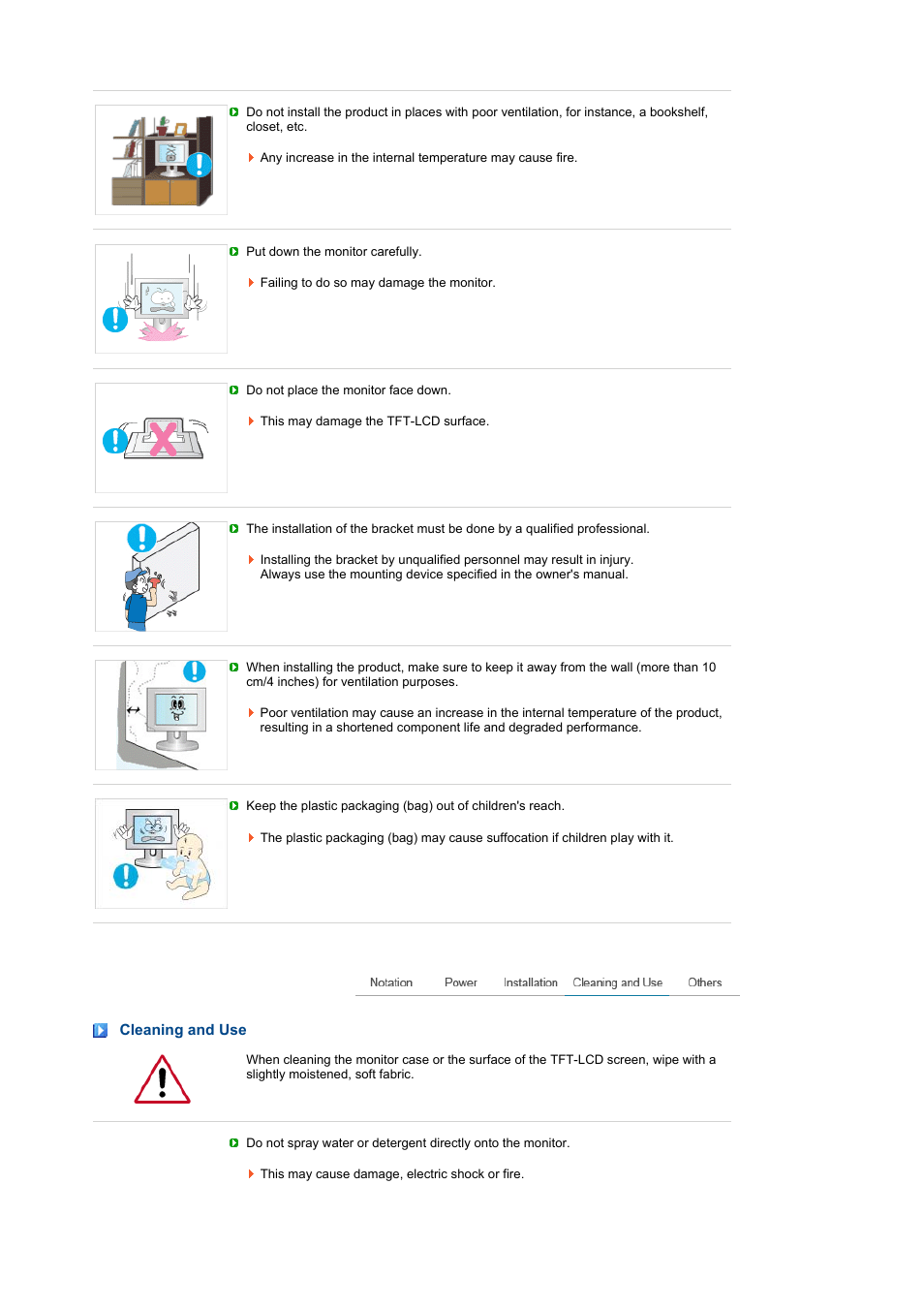 Cleaning and use | Samsung LS19MEWSF-XAA User Manual | Page 5 / 58