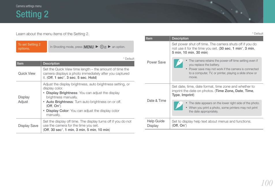 Setting 2 | Samsung EV-NX200ZBABUS User Manual | Page 101 / 150