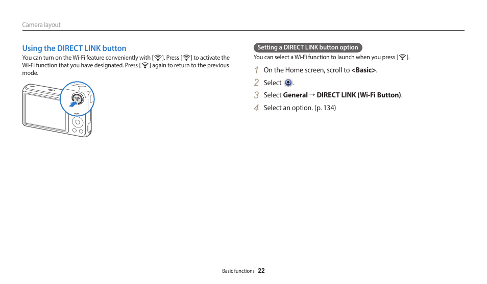 Using the direct link button | Samsung EC-DV150FBPLUS User Manual | Page 23 / 163