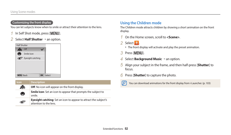 Using the children mode | Samsung EC-DV150FBPLUS User Manual | Page 53 / 163