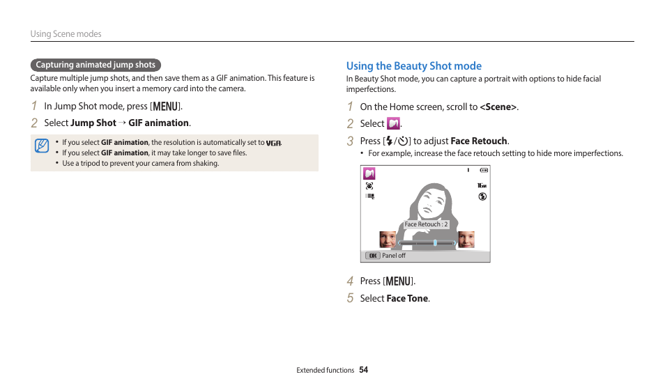 Using the beauty shot mode | Samsung EC-DV150FBPLUS User Manual | Page 55 / 163