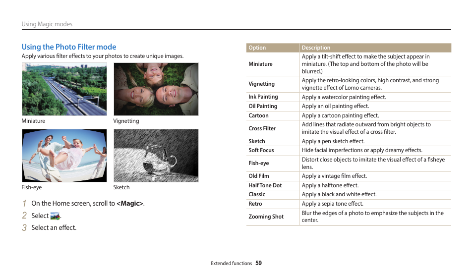 Using the photo filter mode | Samsung EC-DV150FBPLUS User Manual | Page 60 / 163