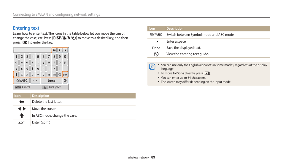 Viewing photos, Using the login browser, Entering text | Samsung EC-DV150FBPLUS User Manual | Page 90 / 163