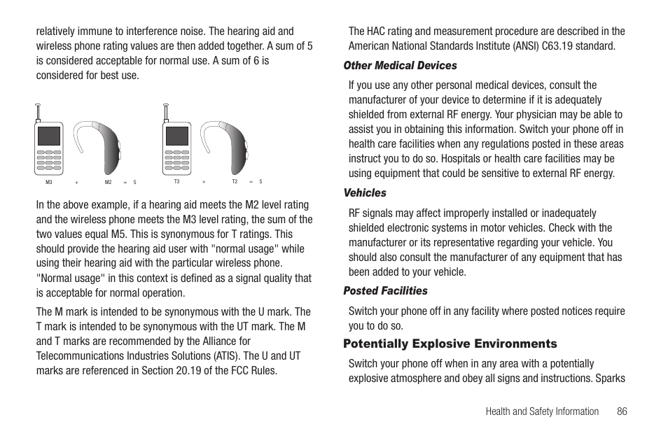 Other medical devices, Vehicles, Posted facilities | Potentially explosive environments | Samsung SCH-R211ZKBCRI User Manual | Page 89 / 106