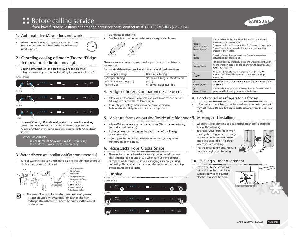 Samsung RF220NCTAWW-AA User Manual | 2 pages