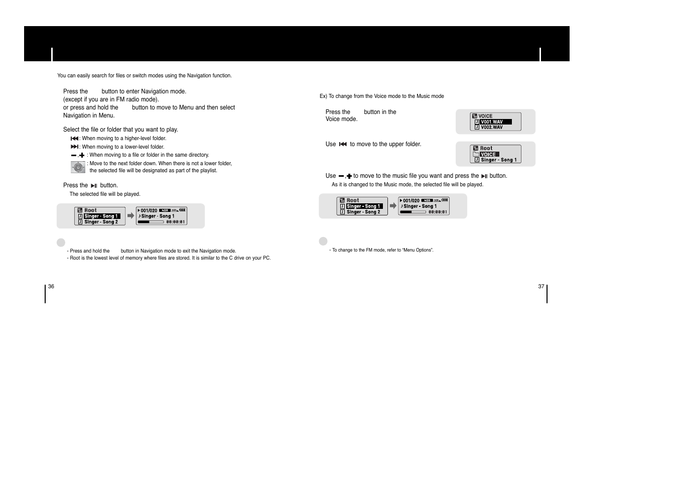 Using navigation | Samsung YP-T6HB-XAA User Manual | Page 19 / 32