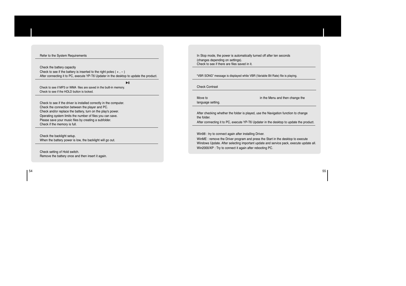 Customer support, Troubleshooting | Samsung YP-T6HB-XAA User Manual | Page 28 / 32