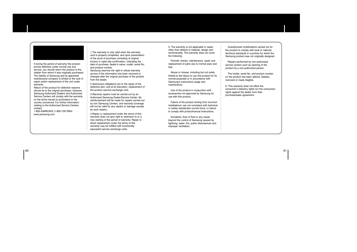 Warranty | Samsung YP-T6HB-XAA User Manual | Page 31 / 32