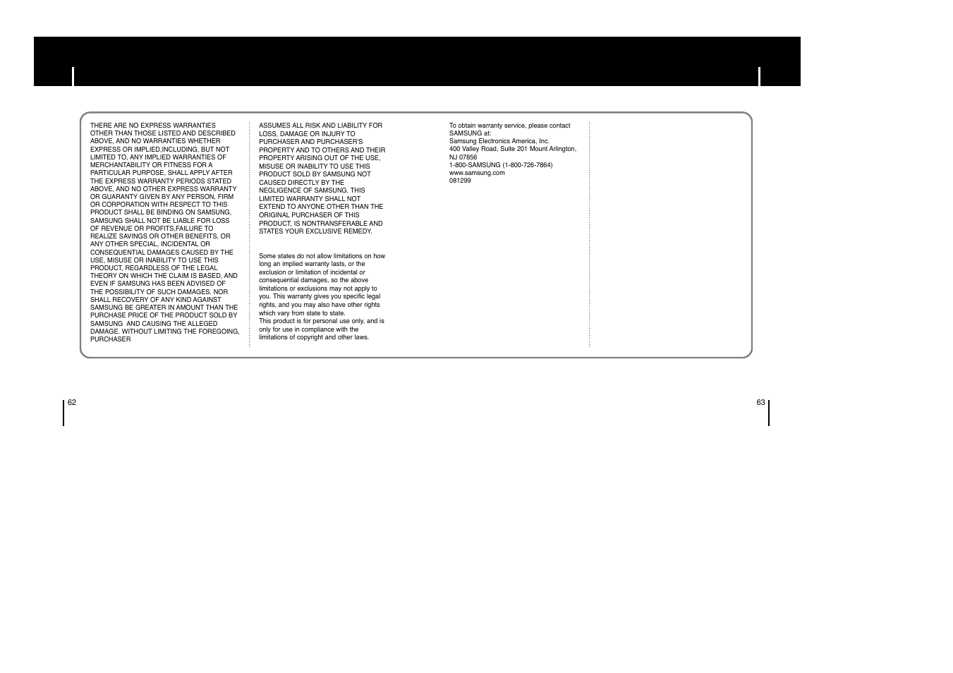 Warranty | Samsung YP-T6HB-XAA User Manual | Page 32 / 32
