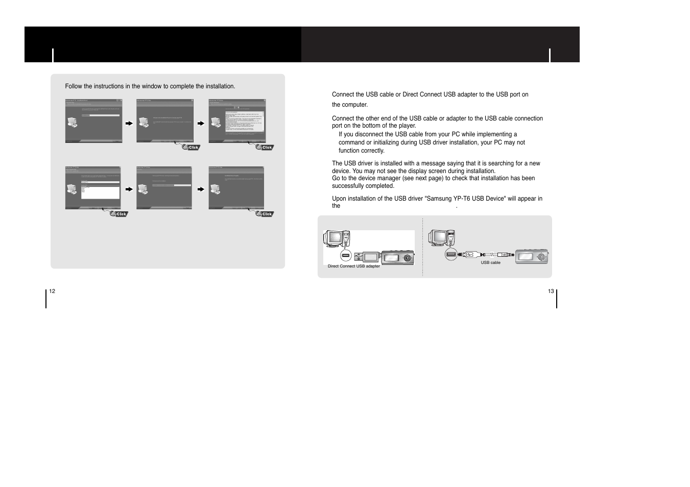 Connecting the player to pc | Samsung YP-T6HB-XAA User Manual | Page 7 / 32