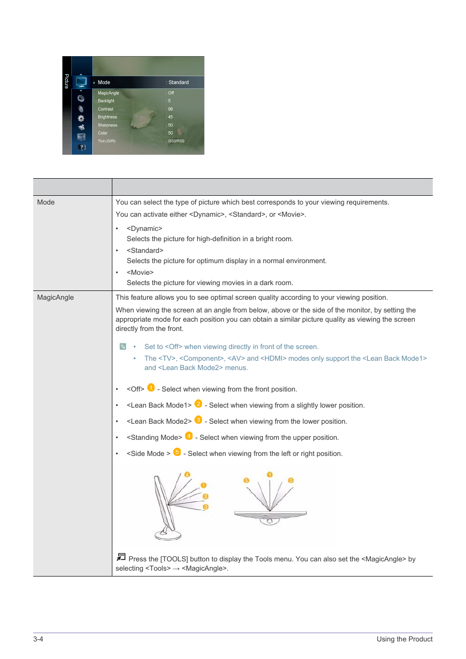 Picture [ tv / av / component / hdmi | Samsung LS23PTNSF-ZA User Manual | Page 36 / 76