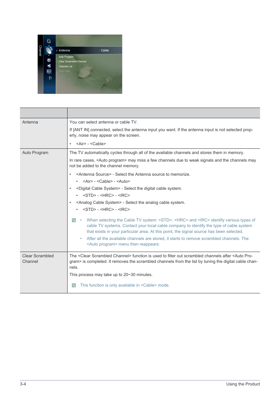 Channel | Samsung LS23PTNSF-ZA User Manual | Page 42 / 76