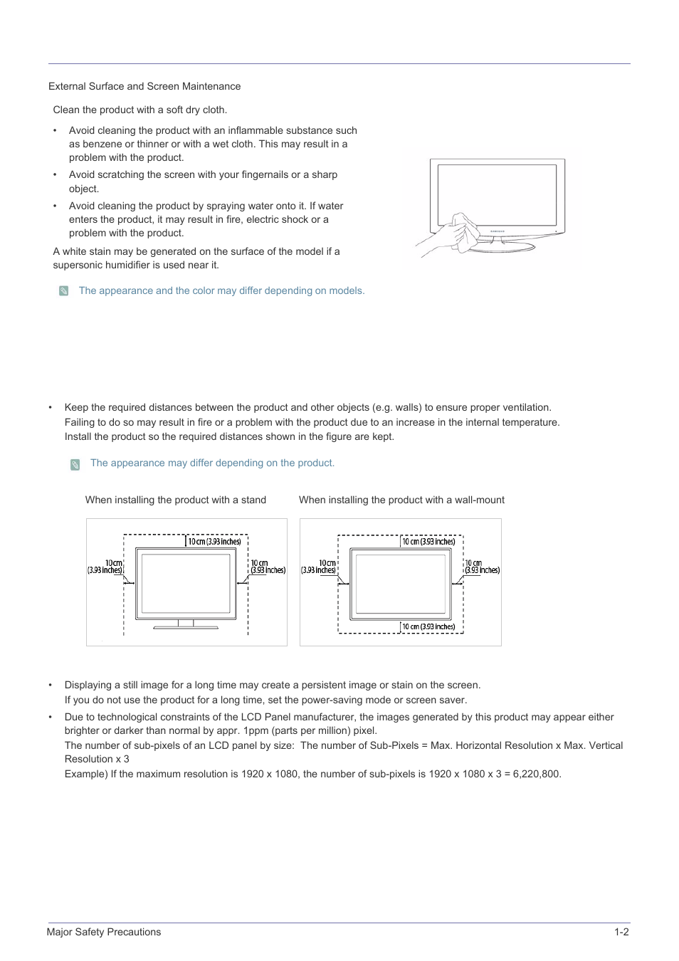 2 care and maintenance, Care and maintenance -2 | Samsung LS23PTNSF-ZA User Manual | Page 5 / 76