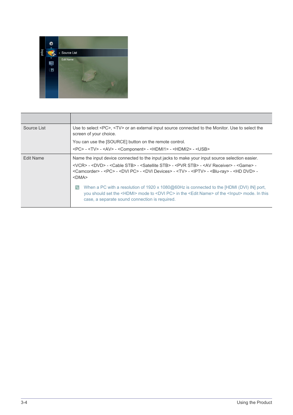Input | Samsung LS23PTNSF-ZA User Manual | Page 50 / 76