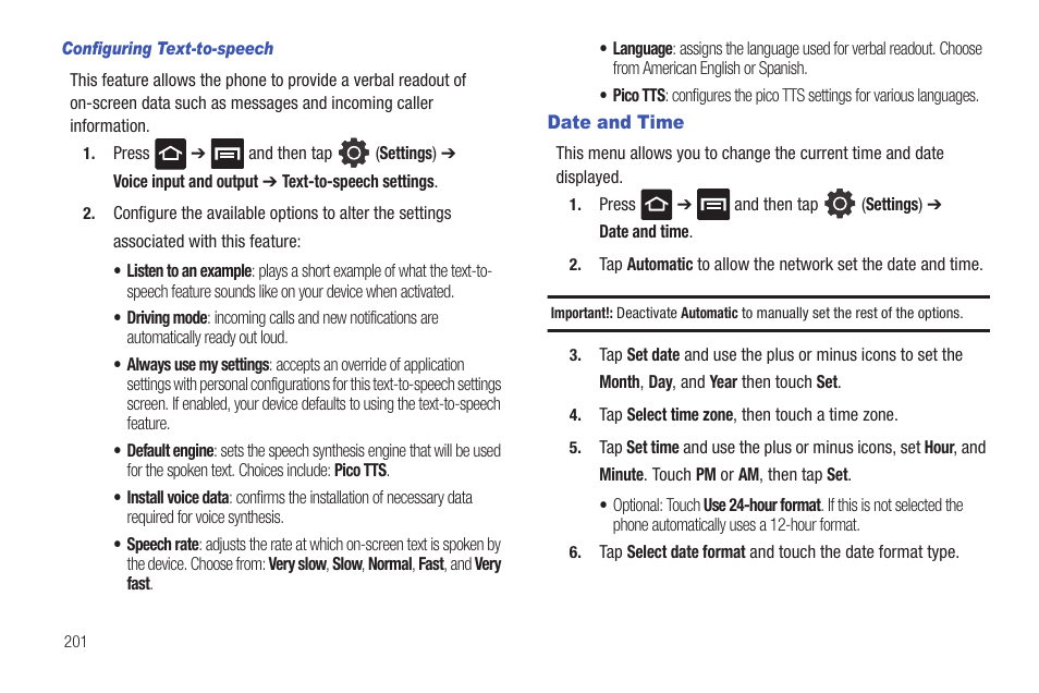 Date and time | Samsung SGH-T959HAVTMB User Manual | Page 206 / 248