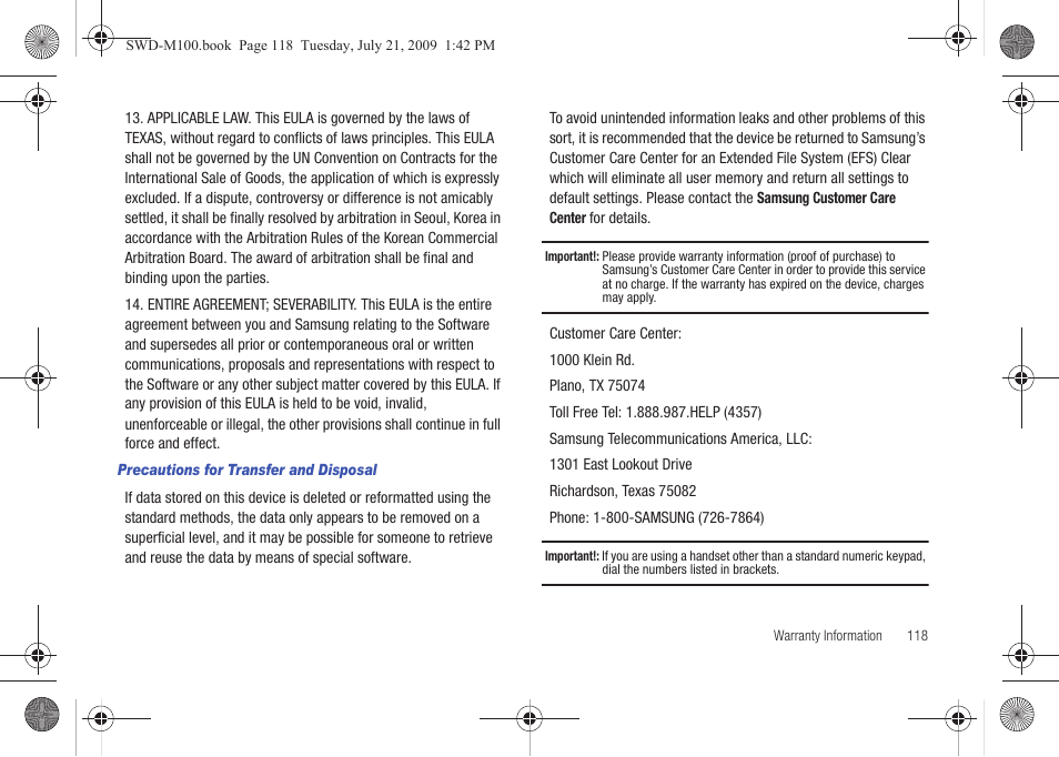 Samsung SWD-M100ZKECLW User Manual | Page 123 / 130