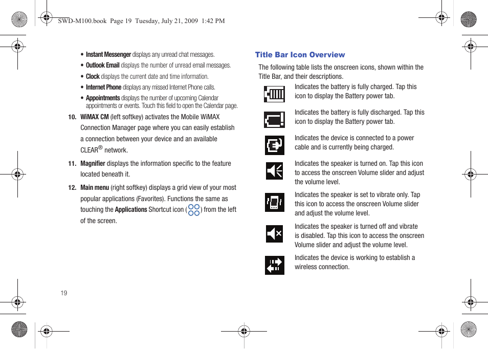 Title bar icon overview | Samsung SWD-M100ZKECLW User Manual | Page 24 / 130