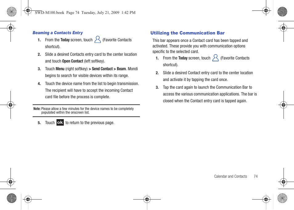 Utilizing the communication bar | Samsung SWD-M100ZKECLW User Manual | Page 79 / 130