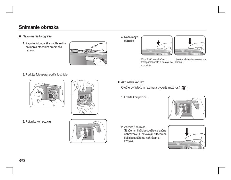 Snímanie obrázka | Samsung EC-S760ZBBA-US User Manual | Page 105 / 162