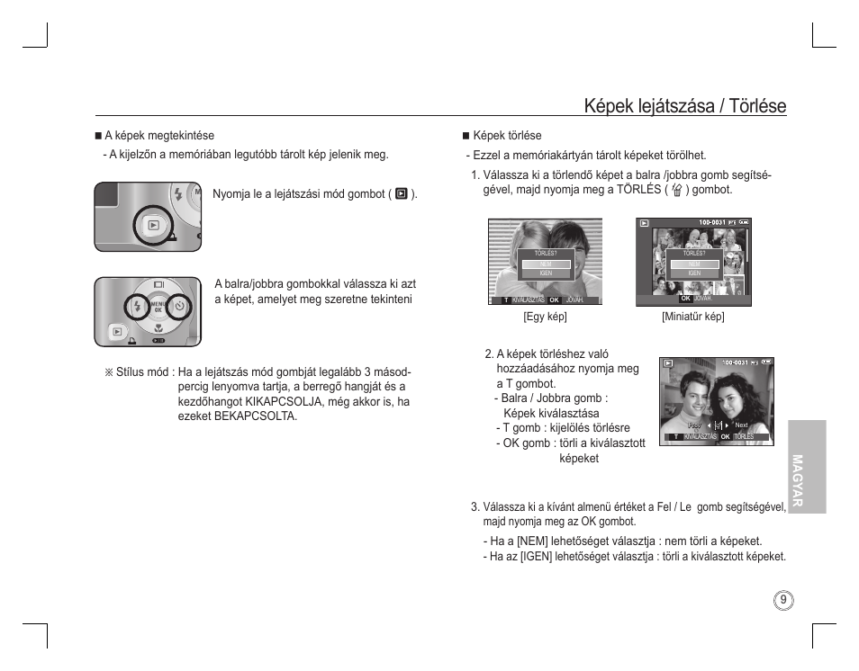 Képek lejátszása / törlése, Magy ar | Samsung EC-S760ZBBA-US User Manual | Page 122 / 162