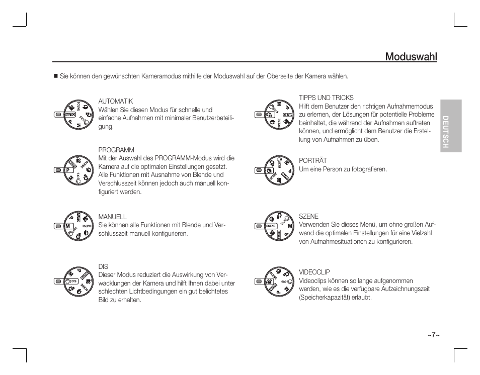 Moduswahl | Samsung EC-S760ZBBA-US User Manual | Page 24 / 162