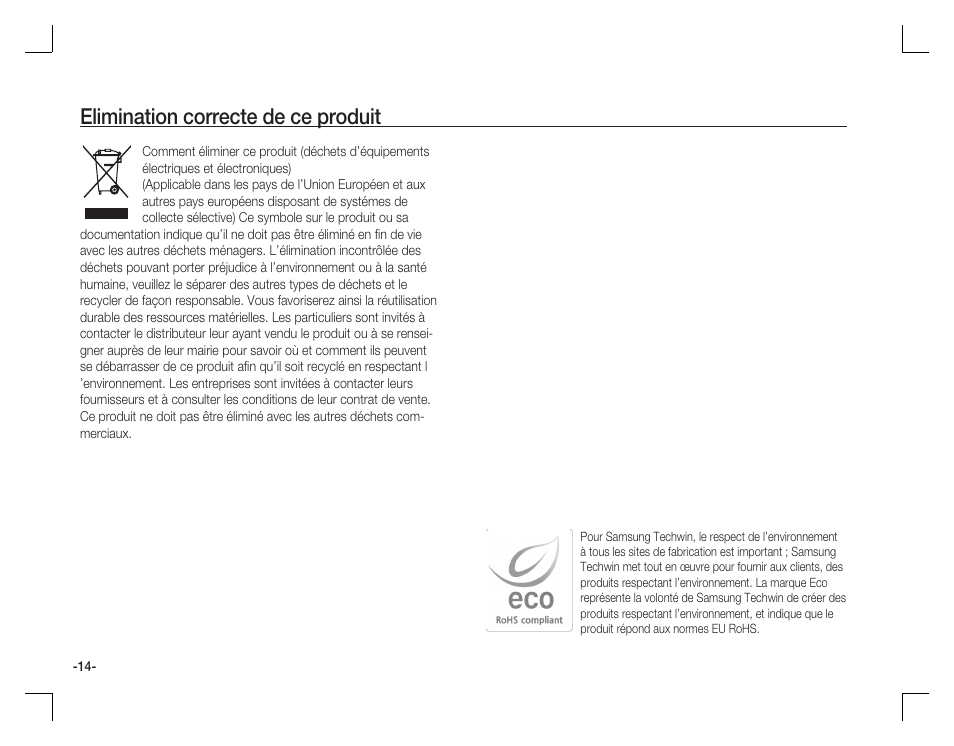 Elimination correcte de ce produit | Samsung EC-S760ZBBA-US User Manual | Page 47 / 162