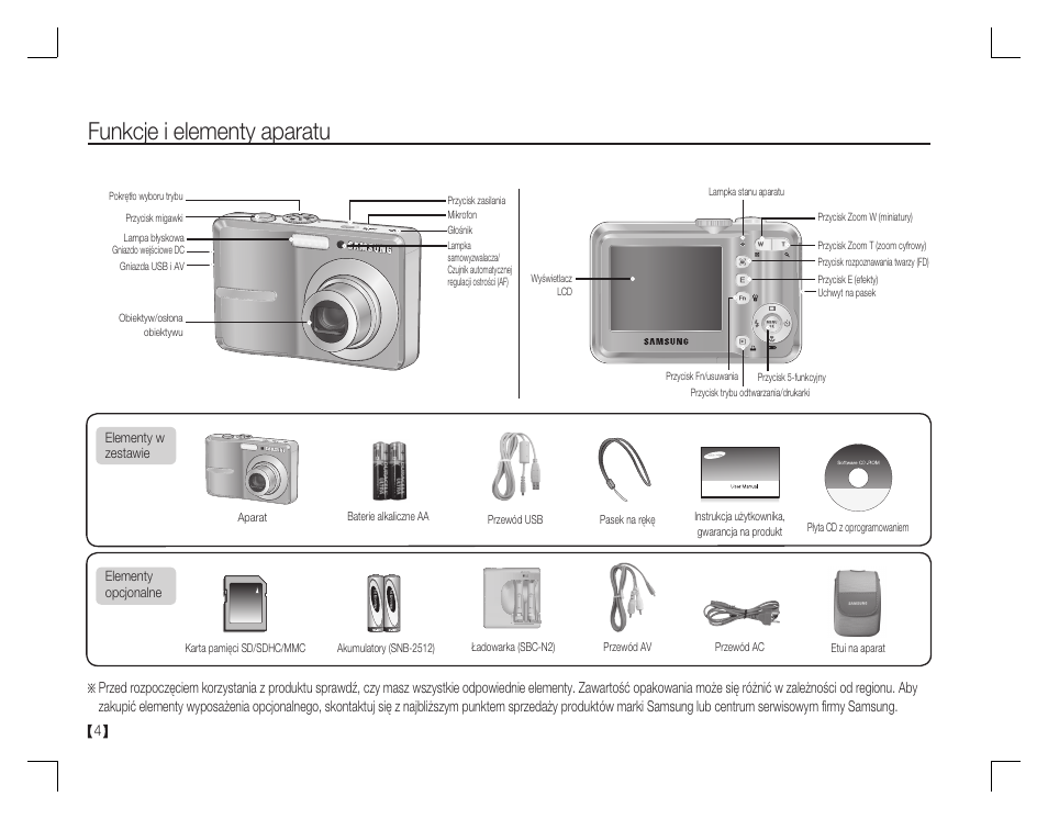 Funkcje i elementy aparatu | Samsung EC-S760ZBBA-US User Manual | Page 69 / 162