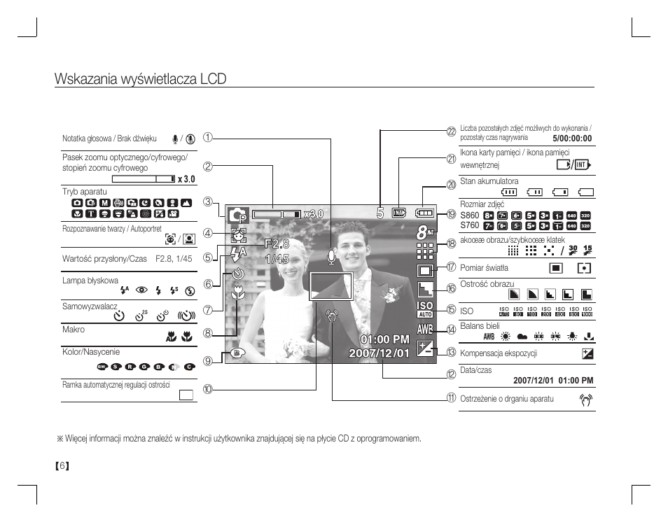 Wskazania wyświetlacza lcd | Samsung EC-S760ZBBA-US User Manual | Page 71 / 162