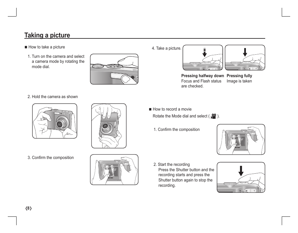 Taking a picture | Samsung EC-S760ZBBA-US User Manual | Page 9 / 162