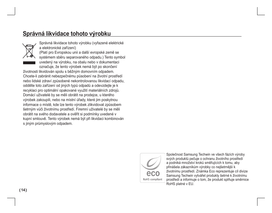 Správná likvidace tohoto výrobku | Samsung EC-S760ZBBA-US User Manual | Page 95 / 162