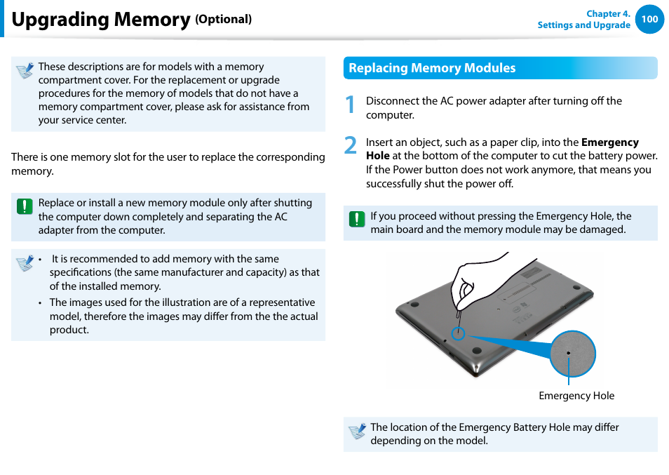 Upgrading memory (optional) | Samsung NP770Z7E-S01UB User Manual | Page 101 / 153