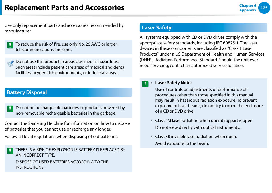 Replacement parts and accessories | Samsung NP770Z7E-S01UB User Manual | Page 126 / 153