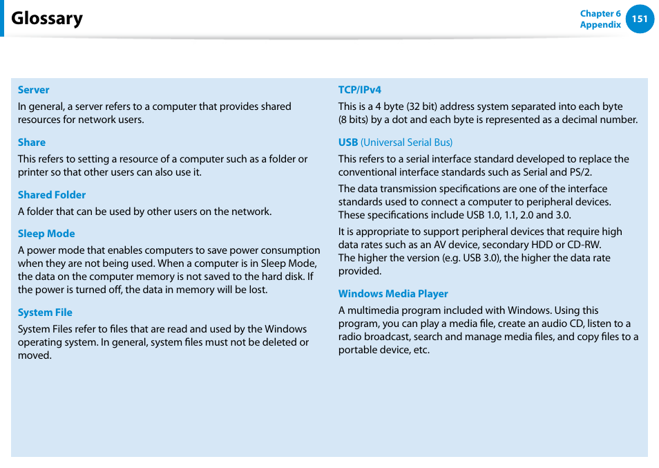 Glossary | Samsung NP770Z7E-S01UB User Manual | Page 152 / 153