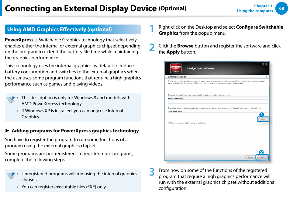 Connecting an external display device | Samsung NP770Z7E-S01UB User Manual | Page 69 / 153