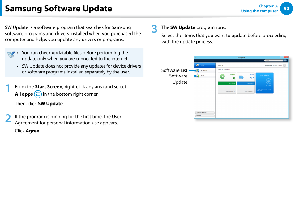 Samsung software update | Samsung NP770Z7E-S01UB User Manual | Page 91 / 153