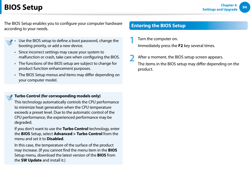 Bios setup | Samsung NP770Z7E-S01UB User Manual | Page 95 / 153
