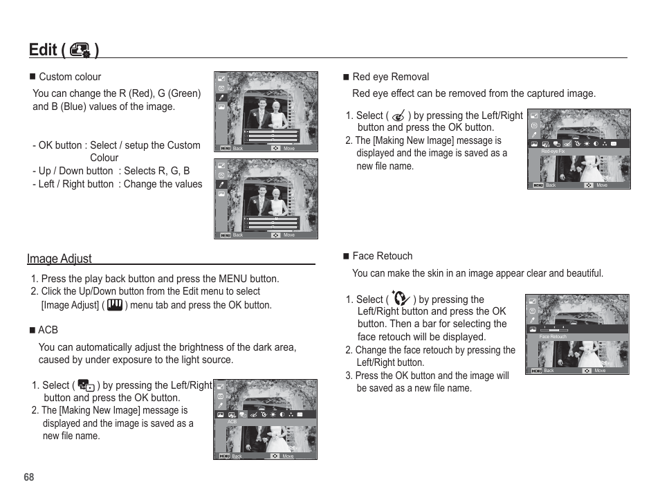 Edit ( ), Image adjust | Samsung EC-SL620ABP-US User Manual | Page 69 / 103