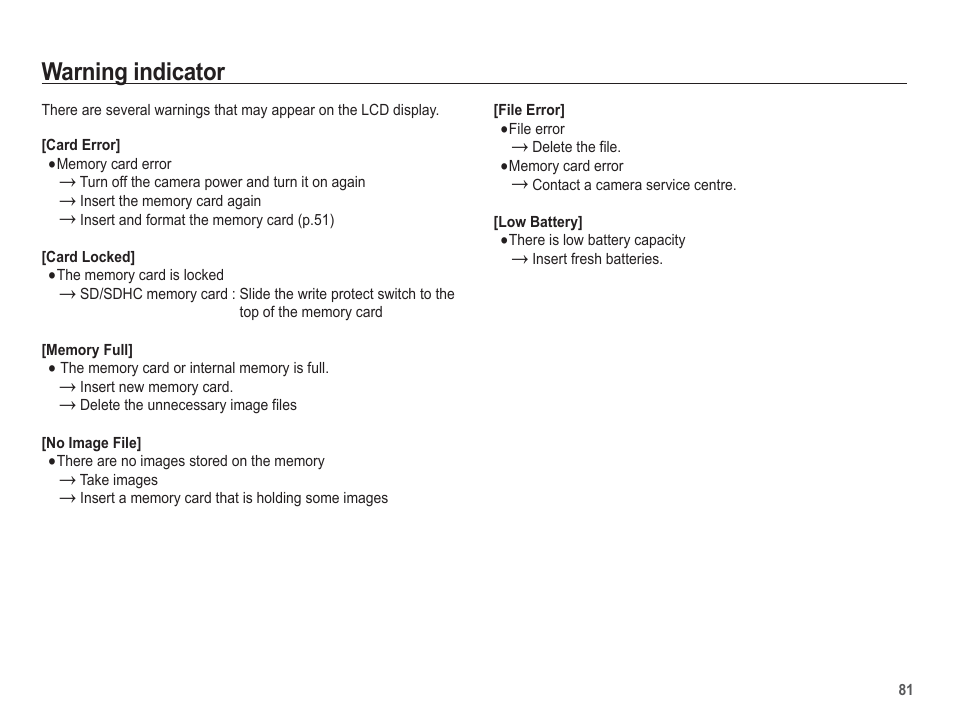 Warning indicator | Samsung EC-SL620ABP-US User Manual | Page 82 / 103